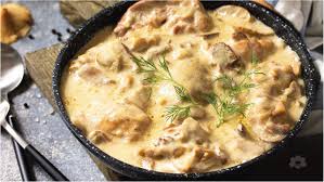دجاج بالكريمة والفطر