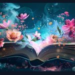 pngtree there is a book with flowers and butterflies flying out of image 16352141