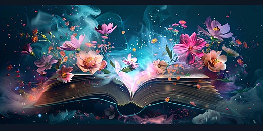 pngtree there is a book with flowers and butterflies flying out of image 16352141